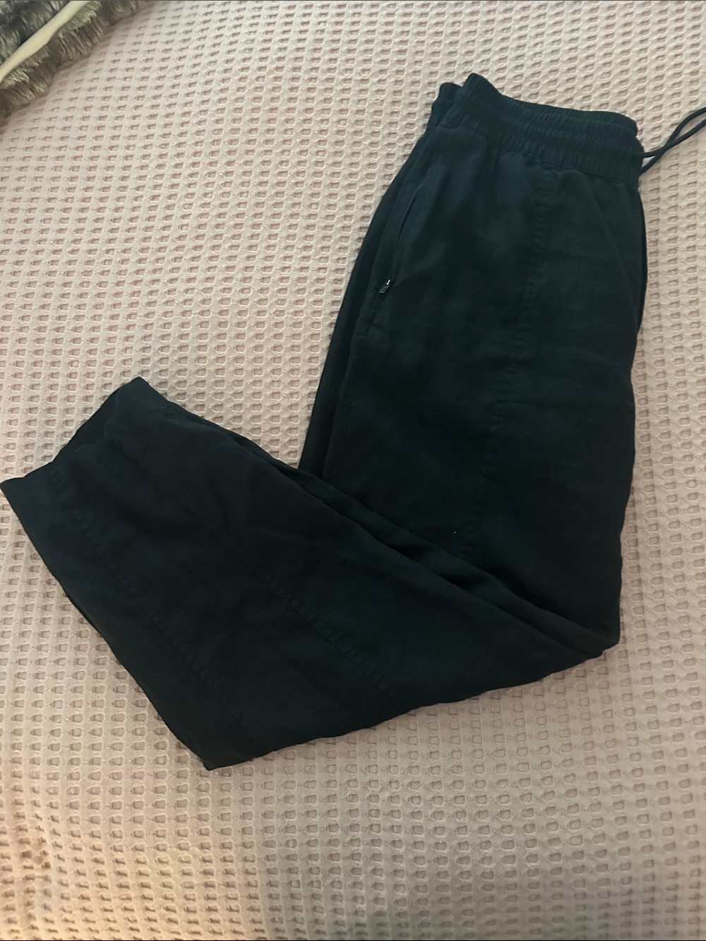Athleta linen Black Elastic-Waist Casual Pants